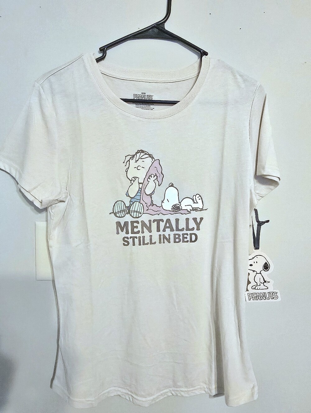 Peanuts White Tee with Pastel Snoopy & Linus Graphic